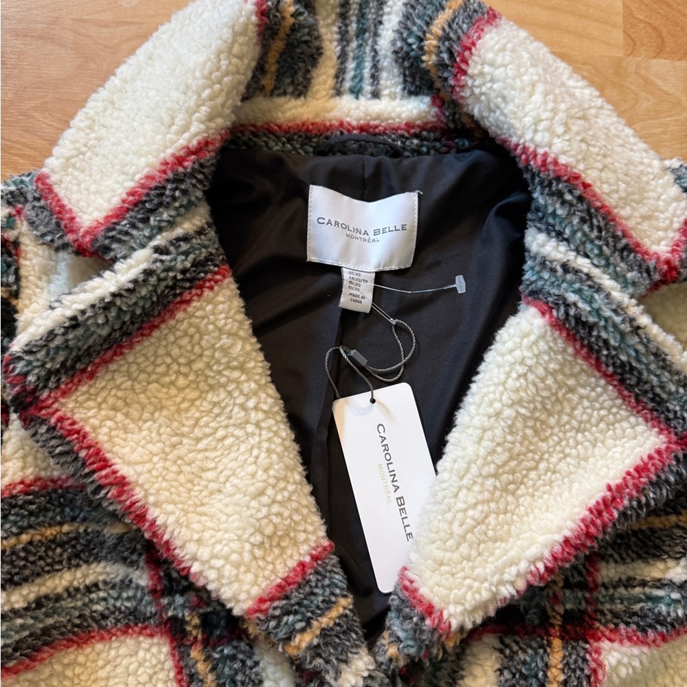 NWT Carolina Belle Montreal woman’s plaid Sherpa jacket XS - Picture 6 of 16